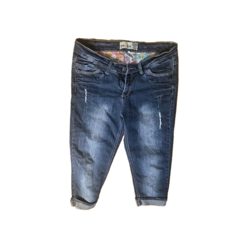 Blue Epic Cropped Jeans Women's Size 6 Blue Denim Tapered Leg Jeans Stretch